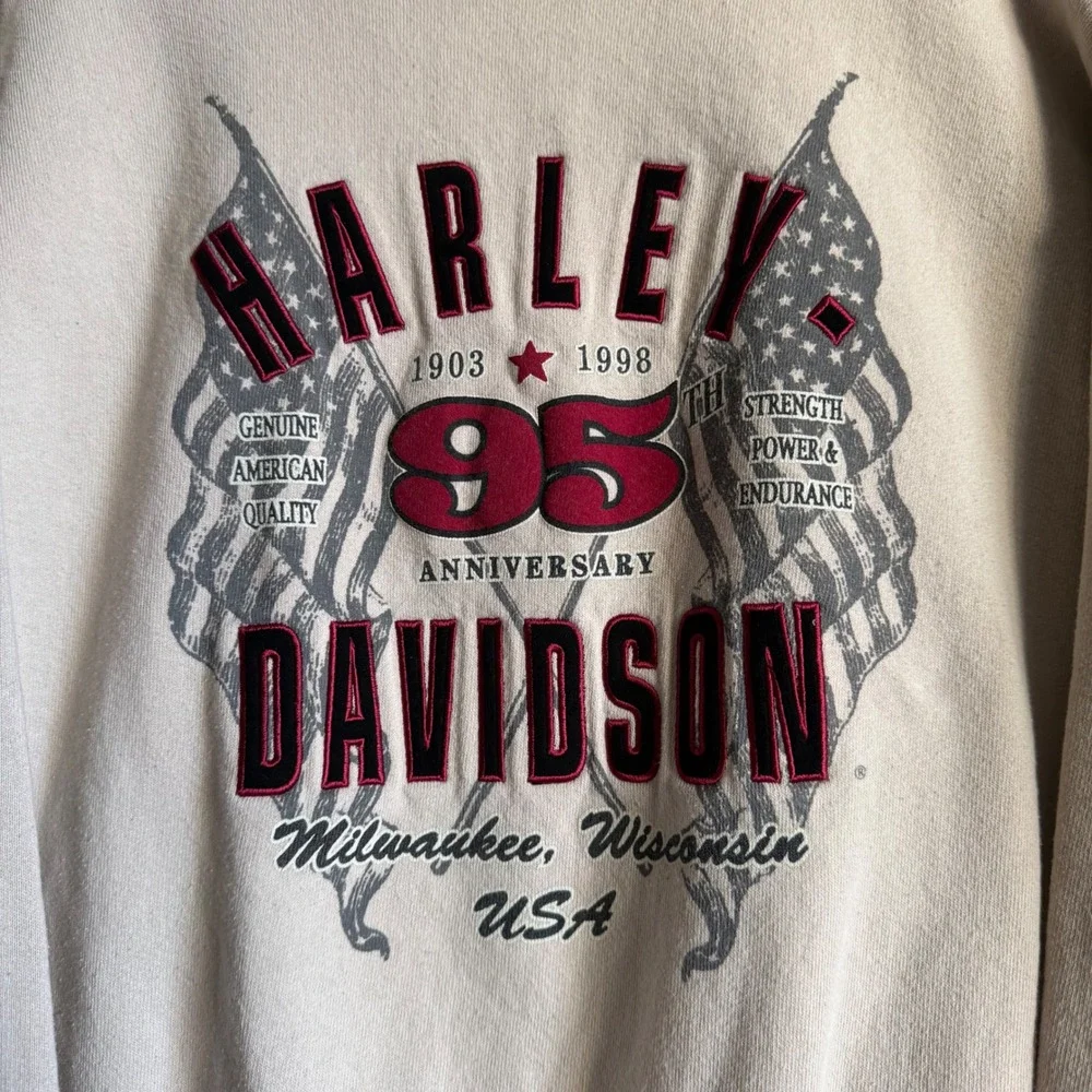 Vintage Harley Davidson 95th Anniversary Sweatshirt 1998 Tan Crewneck XL